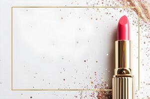 AI generated Radiant Elegance Pink and Gold Makeup Glam with a Sparklecore Twist photo