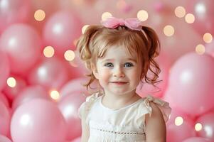 AI generated Pink Delight Adorable Imagery of a Cute Little Girl photo