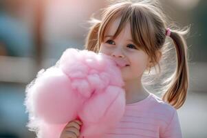 ai generado rosado deleite adorable imágenes de un linda pequeño niña foto
