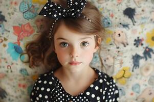 ai generado banner perfecto pequeño Moda íconos de moda de inspiración parisina niños' trajes foto