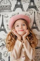 AI generated Captivating Banners Featuring Little Trendsetter in Parisian Chic Ensembles photo