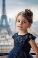 AI generated Captivating Banners Featuring Little Trendsetter in Parisian Chic Ensembles photo