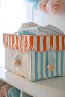 AI generated Whimsical Circus Charm Baby's Cute Room Decor in Soft Hues photo