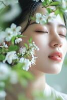 AI generated Fresh Green Beauty Spring Banner Elegance for Every Woman photo