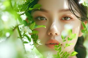 AI generated Fresh Green Beauty Spring Banner Elegance for Every Woman photo