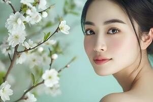 AI generated Fresh Green Beauty Spring Banner Elegance for Every Woman photo