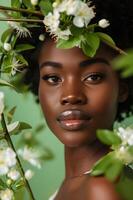 AI generated Fresh Green Beauty Spring Banner Elegance for Every Woman photo