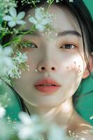 AI generated Fresh Green Beauty Spring Banner Elegance for Every Woman photo