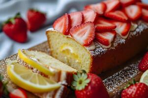 ai generado primavera esplendor hermosa fresa tarta, un encantador postre foto