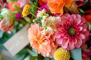 AI generated Blooming Brilliance Florist's Artistry in Crafting a Bold Spring Bouquet photo