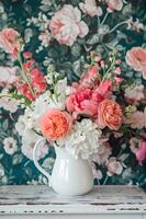 AI generated Blooming Brilliance Florist's Artistry in Crafting a Bold Spring Bouquet photo