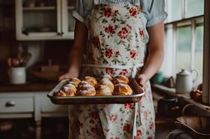 AI generated Homemade Happiness Cozy AppleCore Desserts in Cookbook Glory photo