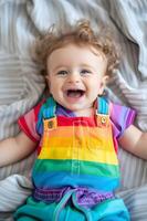 AI generated Adorable Toddler Ensemble Rainbow-Inspired Delicate Cuteness photo