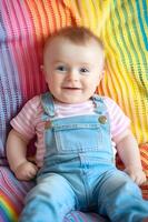 AI generated Adorable Toddler Ensemble Rainbow-Inspired Delicate Cuteness photo