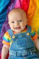 AI generated Adorable Toddler Ensemble Rainbow-Inspired Delicate Cuteness photo