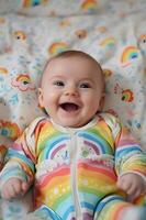 AI generated Adorable Toddler Ensemble Rainbow-Inspired Delicate Cuteness photo