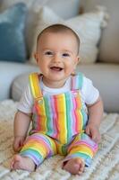 AI generated Adorable Toddler Ensemble Rainbow-Inspired Delicate Cuteness photo