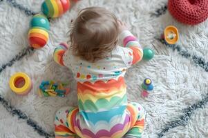 AI generated Colorful Cuties Adorable Rainbow Toddler Fashion for Spring photo