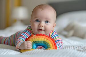 AI generated Colorful Cuties Adorable Rainbow Toddler Fashion for Spring photo