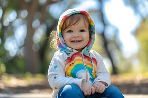 AI generated Colorful Cuties Adorable Rainbow Toddler Fashion for Spring photo