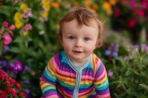 AI generated Colorful Cuties Adorable Rainbow Toddler Fashion for Spring photo