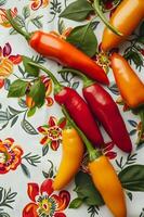 AI generated Bold Harvest Vibrant Colors and Fresh Mexican Ingredients in Folk Design photo