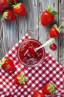 AI generated Jammin' Joy Old-Fashioned Strawberry Jam Delight photo