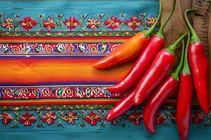 AI generated Bold Harvest Vibrant Colors and Fresh Mexican Ingredients in Folk Design photo