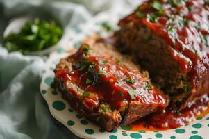 AI generated Savory Delight Meatloaf Magic with Tomato Glaze photo