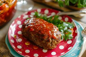 AI generated Savory Delight Meatloaf Magic with Tomato Glaze photo