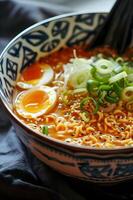 AI generated Japanese Ramen Elegance Folk-Design Close-Up photo