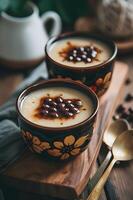 AI generated Folk Fusion Dessert Soy Milk Pudding with Azuki Beans photo