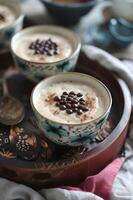 AI generated Folk Fusion Dessert Soy Milk Pudding with Azuki Beans photo