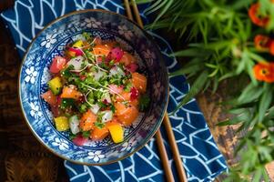 AI generated Gastronomic Tapestry Ceviche with Bold Colors and Rich Heritage photo