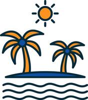 Island Line Filled Two Colors Icon vector