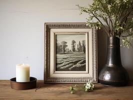 AI generated Artwork in a frame in the English countryside style, art and home decor photo