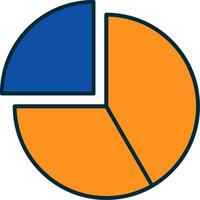 Pie Chart Line Filled Two Colors Icon vector