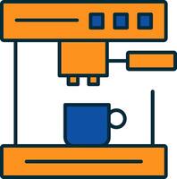 café máquina línea lleno dos colores icono vector