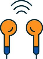 Earbuds Line Filled Two Colors Icon vector