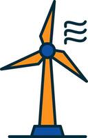 Wind Turbine Line Filled Two Colors Icon vector