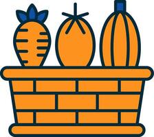 Vegetable Basket Line Filled Two Colors Icon vector