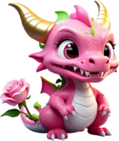 ai généré une dessin animé dragon avec des roses png