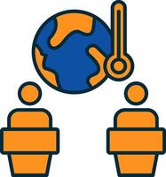 Global Warming Debate Line Filled Two Colors Icon vector