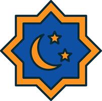 Islamic Star Line Filled Two Colors Icon vector