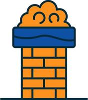 Chimney Top Line Filled Two Colors Icon vector