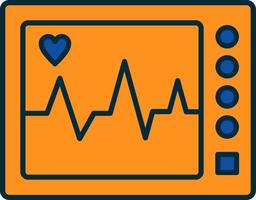 ECG Machine Line Filled Two Colors Icon vector