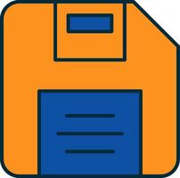 Diskette Line Filled Two Colors Icon vector