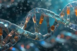 AI generated DNA gene. Helix spiral molecule structure. Generative AI photo