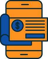 Bank Check Line Filled Two Colors Icon vector