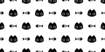 cat seamless pattern kitten vector fish bone scarf isolated repeat background tile wallpaper cartoon doodle illustration design